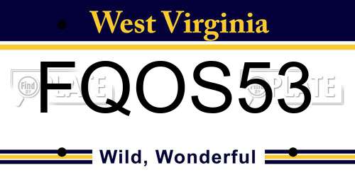FQOS53 West Virginia License Plate