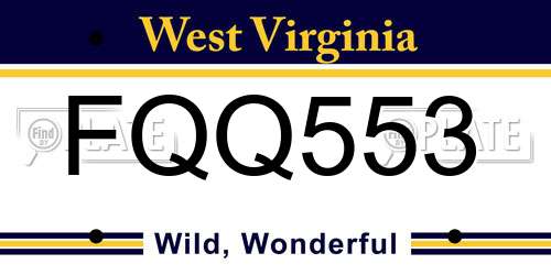 FQQ553 West Virginia License Plate