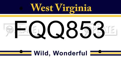 FQQ853 West Virginia License Plate
