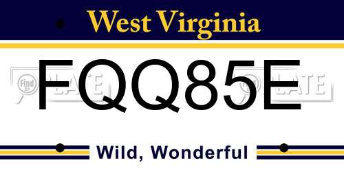 FQQ85E West Virginia License Plate