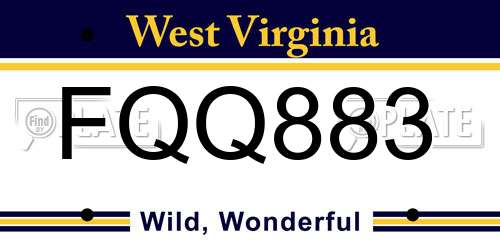 FQQ883 West Virginia License Plate