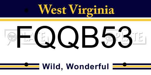 FQQB53 West Virginia License Plate