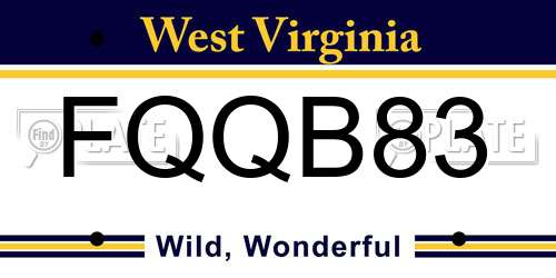 FQQB83 West Virginia License Plate