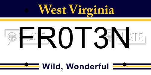 FR0T3N West Virginia License Plate