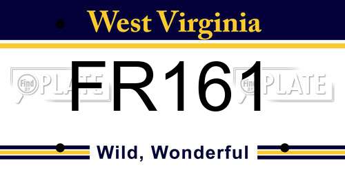 FR161 West Virginia License Plate