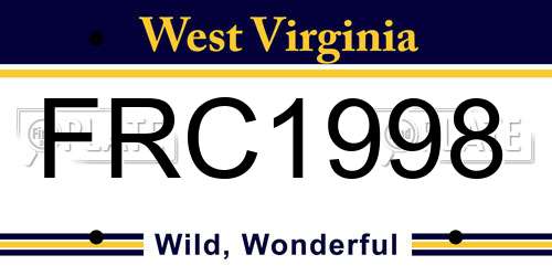 FRC1998 West Virginia License Plate