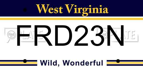 FRD23N West Virginia License Plate