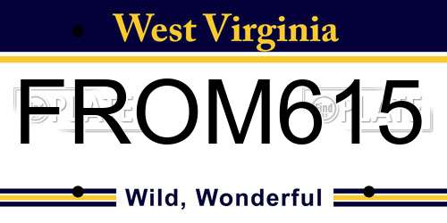 FROM615 West Virginia License Plate
