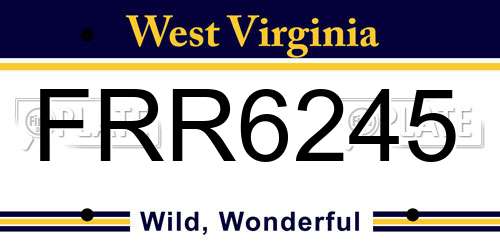 FRR6245 West Virginia License Plate