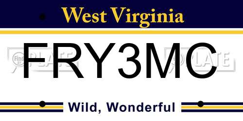 FRY3MC West Virginia License Plate