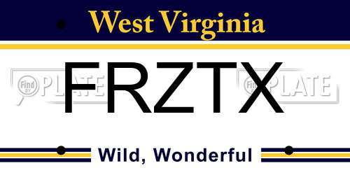 FRZTX West Virginia License Plate