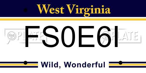 FS0E6I West Virginia License Plate