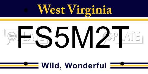 FS5M2T West Virginia License Plate