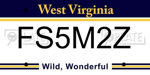 FS5M2Z West Virginia License Plate
