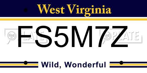 FS5M7Z West Virginia License Plate