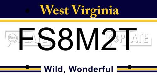 FS8M2T West Virginia License Plate