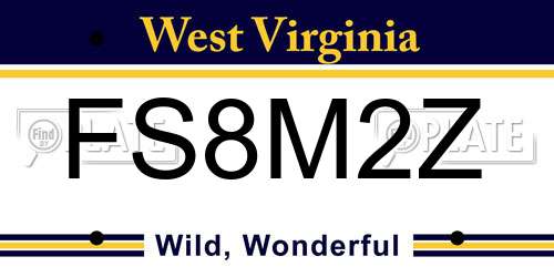FS8M2Z West Virginia License Plate