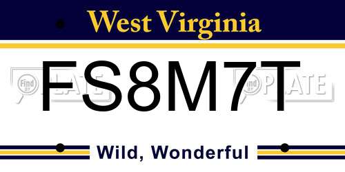 FS8M7T West Virginia License Plate