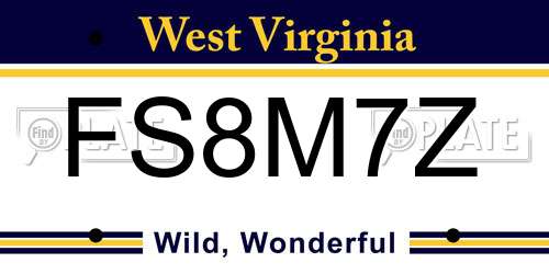 FS8M7Z West Virginia License Plate