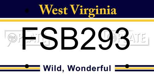 FSB293 West Virginia License Plate