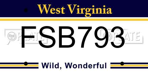 FSB793 West Virginia License Plate
