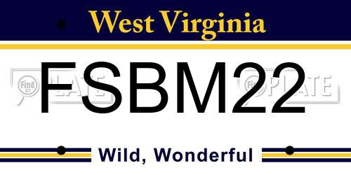 FSBM22 West Virginia License Plate