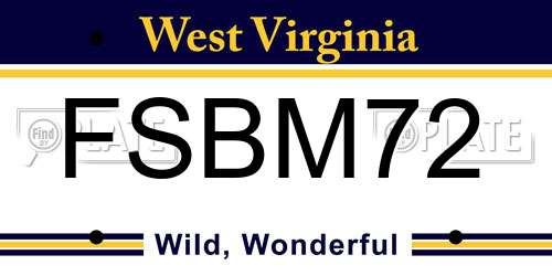 FSBM72 West Virginia License Plate