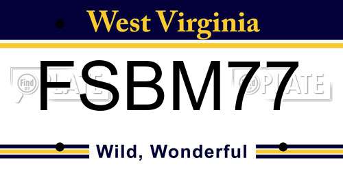 FSBM77 West Virginia License Plate