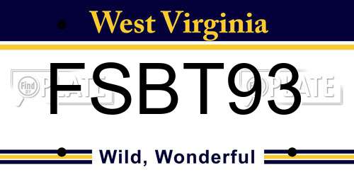 FSBT93 West Virginia License Plate