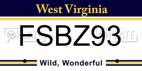 FSBZ93 West Virginia License Plate