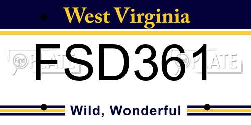 FSD361 West Virginia License Plate