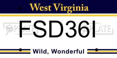 FSD36I West Virginia License Plate
