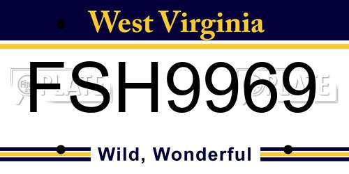 FSH9969 West Virginia License Plate
