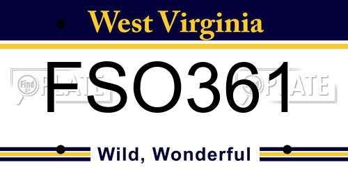 FSO361 West Virginia License Plate