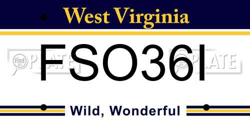 FSO36I West Virginia License Plate