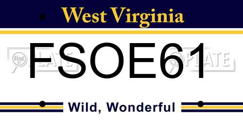 FSOE61 West Virginia License Plate
