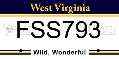 FSS793 West Virginia License Plate