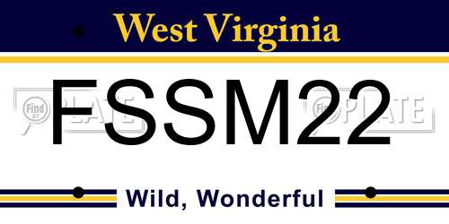 FSSM22 West Virginia License Plate