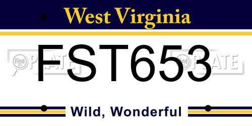 FST653 West Virginia License Plate