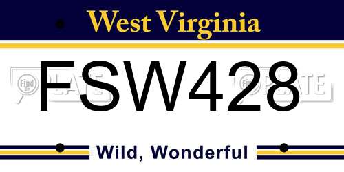 FSW428 West Virginia License Plate