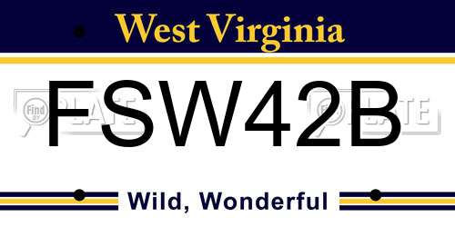 FSW42B West Virginia License Plate