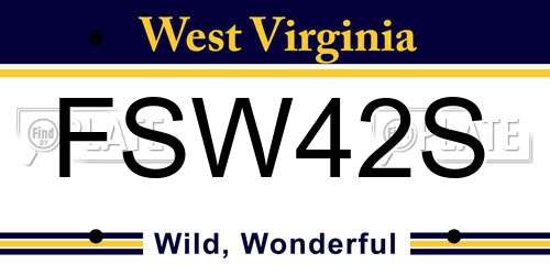 FSW42S West Virginia License Plate