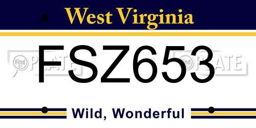 FSZ653 West Virginia License Plate