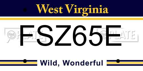 FSZ65E West Virginia License Plate
