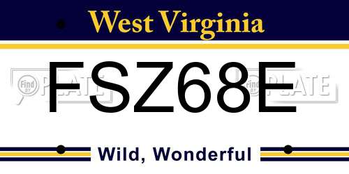 FSZ68E West Virginia License Plate