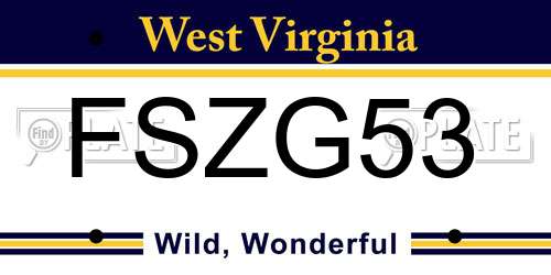 FSZG53 West Virginia License Plate