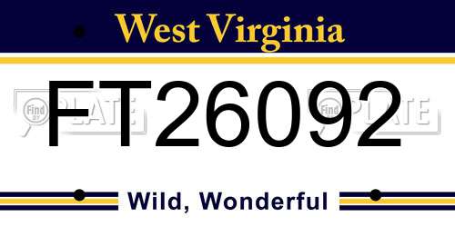 FT26092 West Virginia License Plate