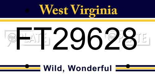 FT29628 West Virginia License Plate