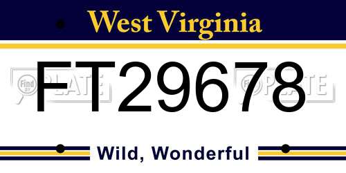 FT29678 West Virginia License Plate
