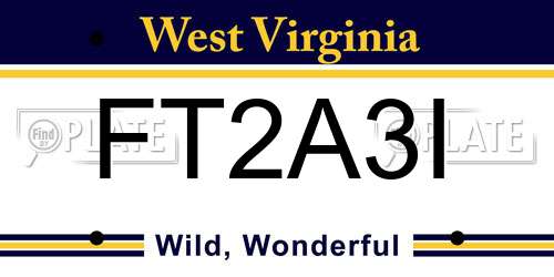 FT2A3I West Virginia License Plate